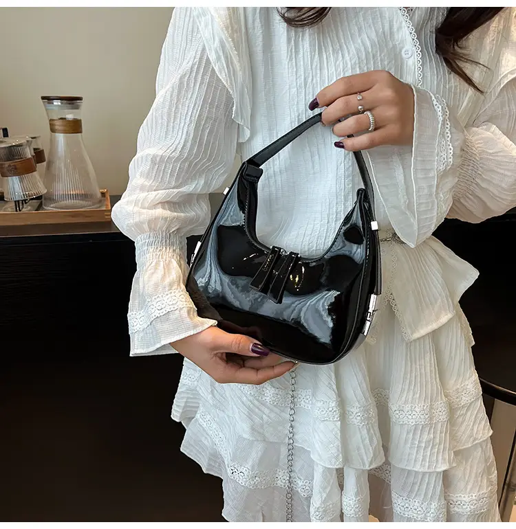 2026 Women Patent Leather Shoulder Bag Maroon — feature 19