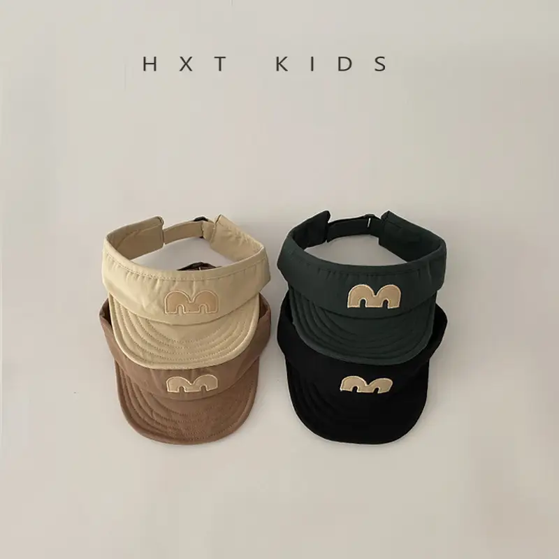 Baby's M-Letter Embroidered Black Visor Cap - Image 8