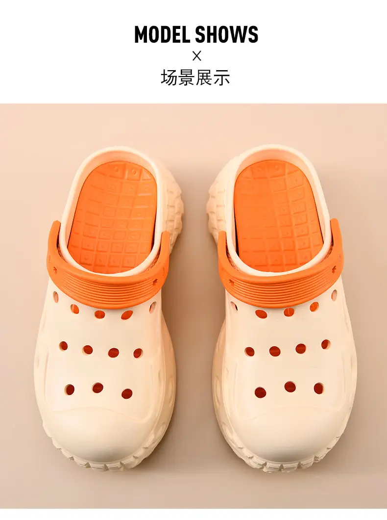 Hole Shoes Women's Summer Outer Wear Thick Sole Heightened Baotou High-grade EVA Breathable Non-slip Wear-resistant Beach Sandals — feature 12