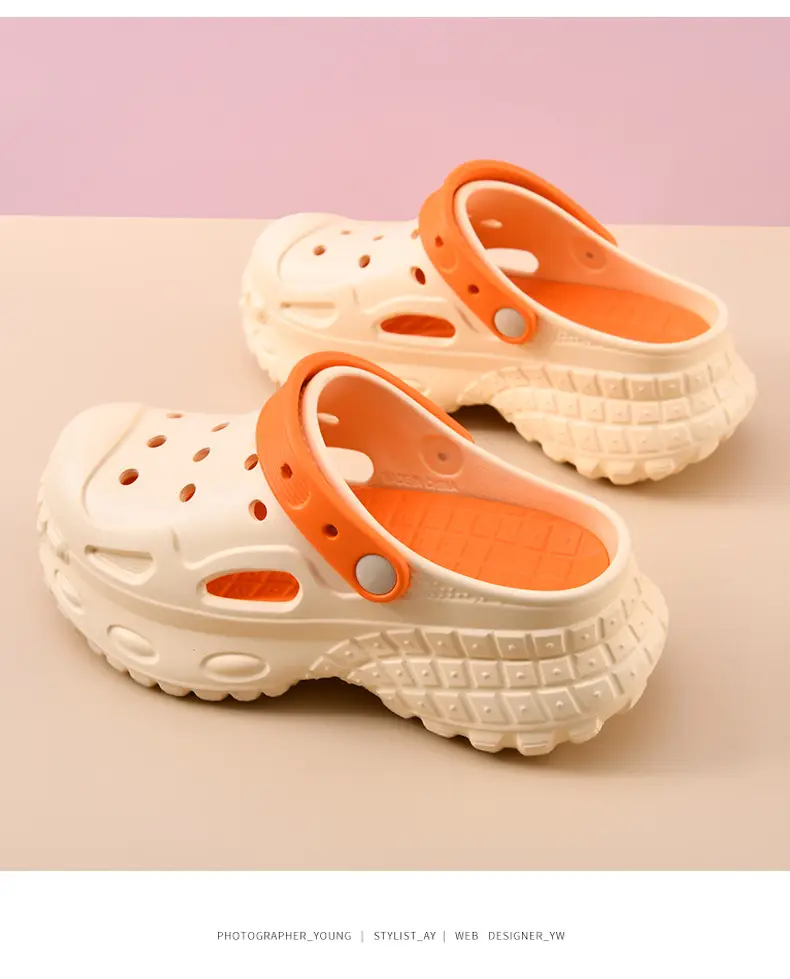 Hole Shoes Women's Summer Outer Wear Thick Sole Heightened Baotou High-grade EVA Breathable Non-slip Wear-resistant Beach Sandals — feature 14