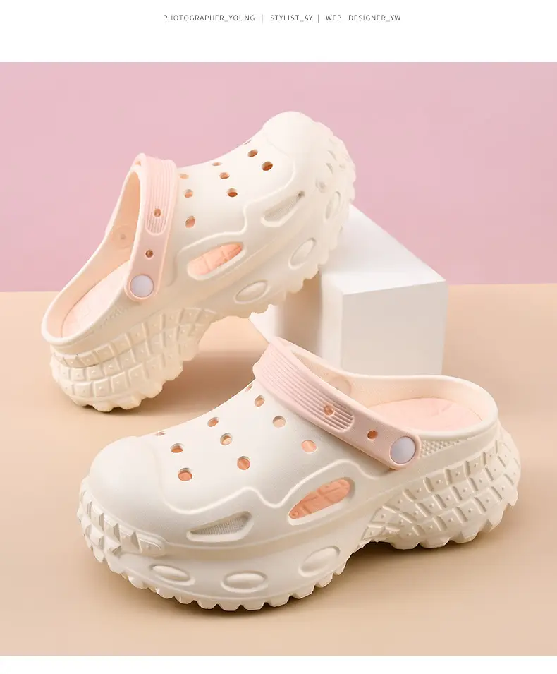 Hole Shoes Women's Summer Outer Wear Thick Sole Heightened Baotou High-grade EVA Breathable Non-slip Wear-resistant Beach Sandals — feature 16