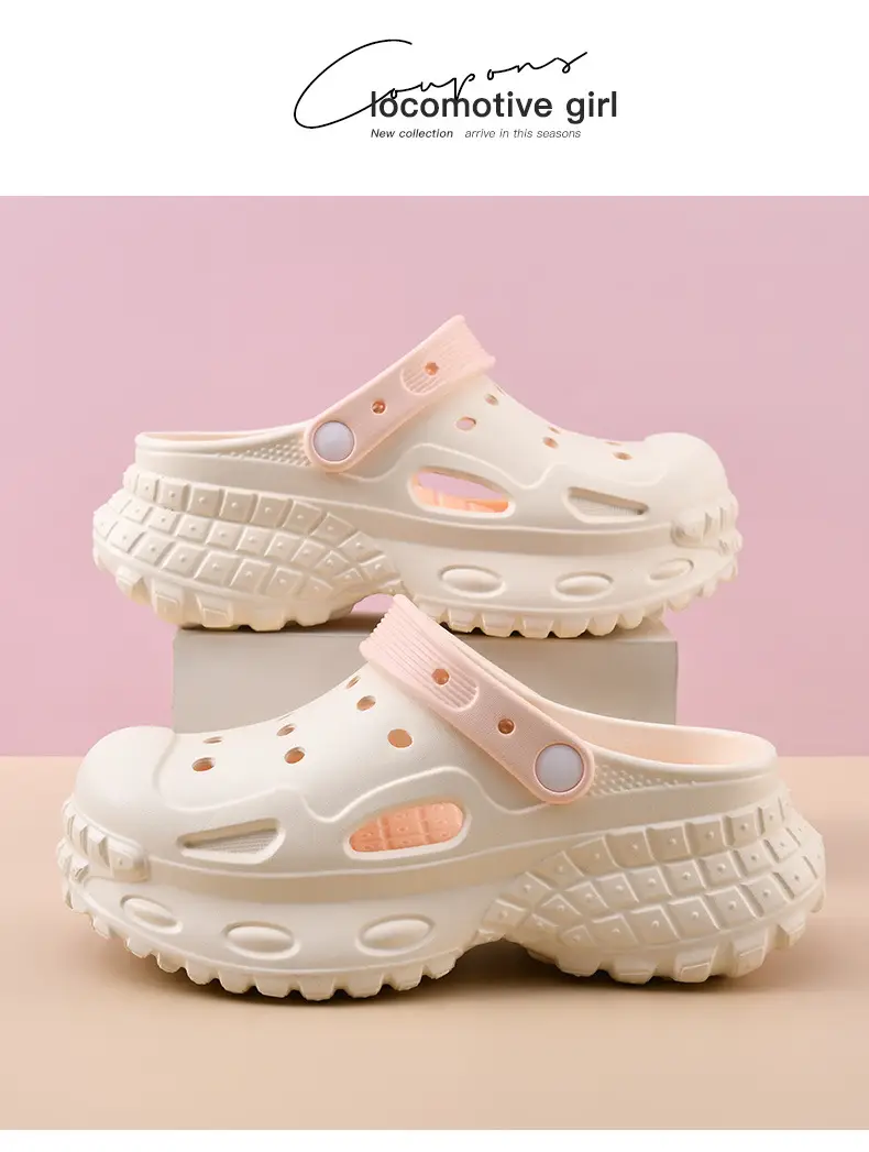 Hole Shoes Women's Summer Outer Wear Thick Sole Heightened Baotou High-grade EVA Breathable Non-slip Wear-resistant Beach Sandals — feature 17