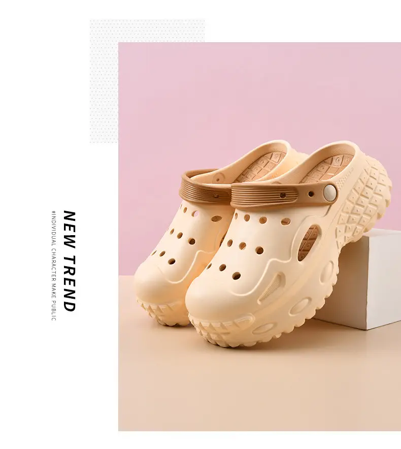 Hole Shoes Women's Summer Outer Wear Thick Sole Heightened Baotou High-grade EVA Breathable Non-slip Wear-resistant Beach Sandals — feature 18