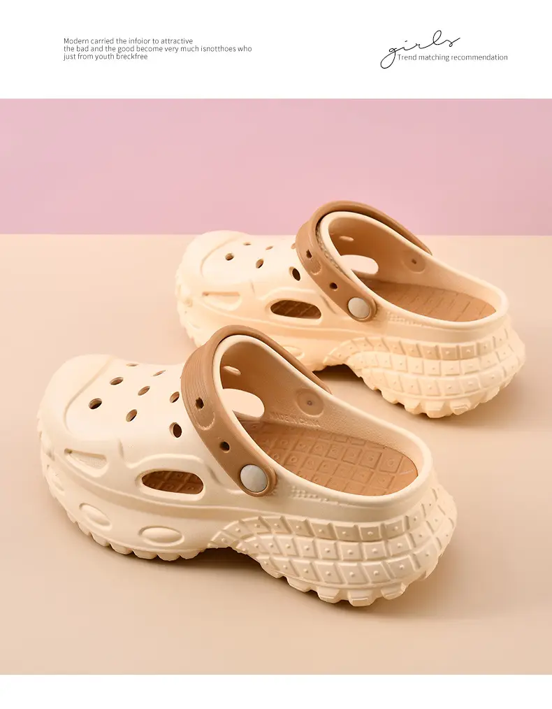 Hole Shoes Women's Summer Outer Wear Thick Sole Heightened Baotou High-grade EVA Breathable Non-slip Wear-resistant Beach Sandals — feature 20