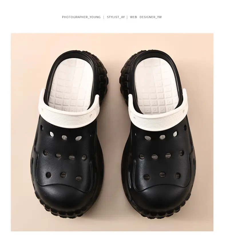 Hole Shoes Women's Summer Outer Wear Thick Sole Heightened Baotou High-grade EVA Breathable Non-slip Wear-resistant Beach Sandals — feature 21