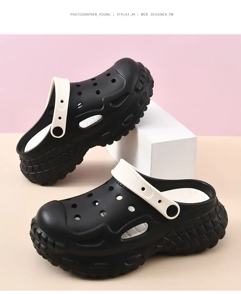 Hole Shoes Women's Summer Outer Wear Thick Sole Heightened Baotou High-grade EVA Breathable Non-slip Wear-resistant Beach Sandals — feature 22