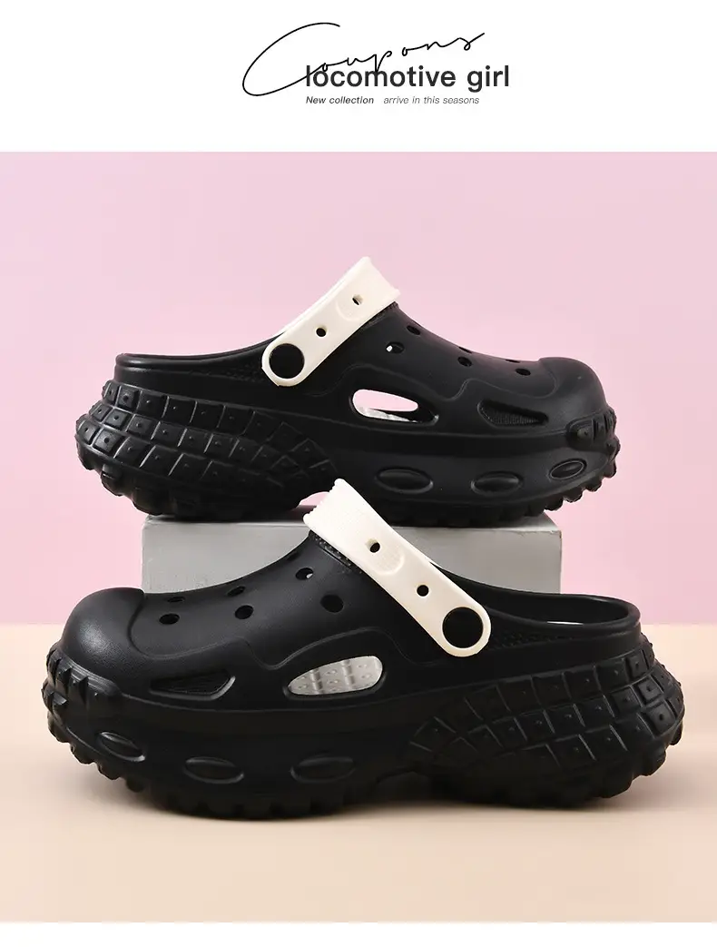 Hole Shoes Women's Summer Outer Wear Thick Sole Heightened Baotou High-grade EVA Breathable Non-slip Wear-resistant Beach Sandals — feature 23