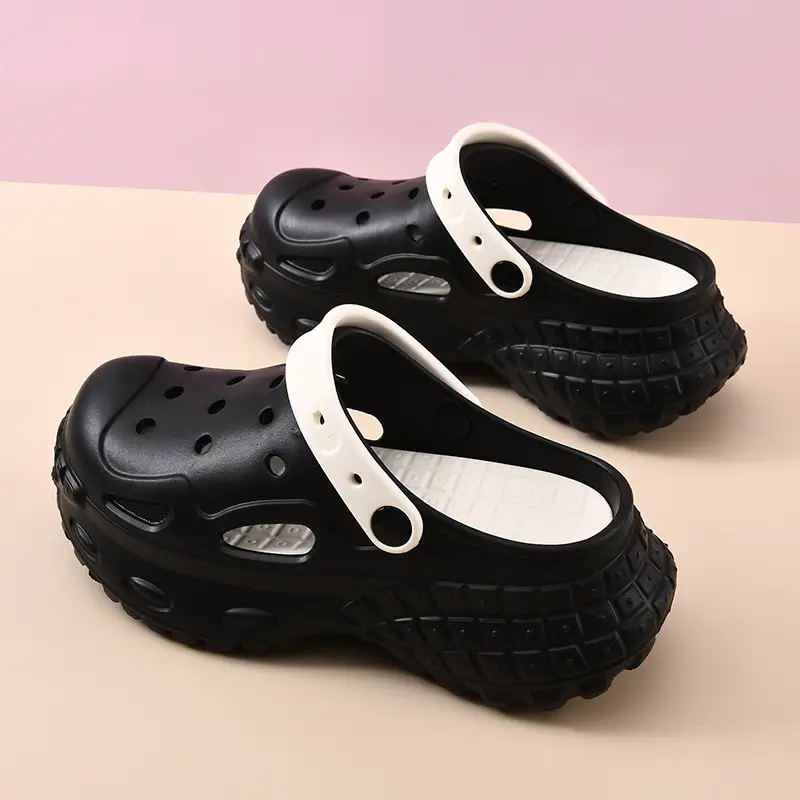 Hole Shoes Women's Summer Outer Wear Thick Sole Heightened Baotou High-grade EVA Breathable Non-slip Wear-resistant Beach Sandals - Image 2