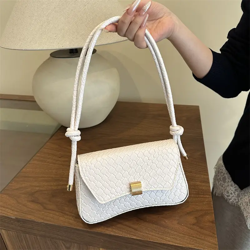 White Croc Embroidered Women's Lock Commuter Bag - Image 6