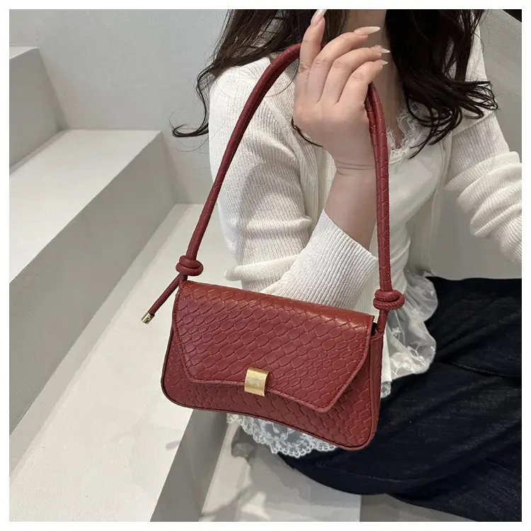 White Croc Embroidered Women's Lock Commuter Bag — feature 13