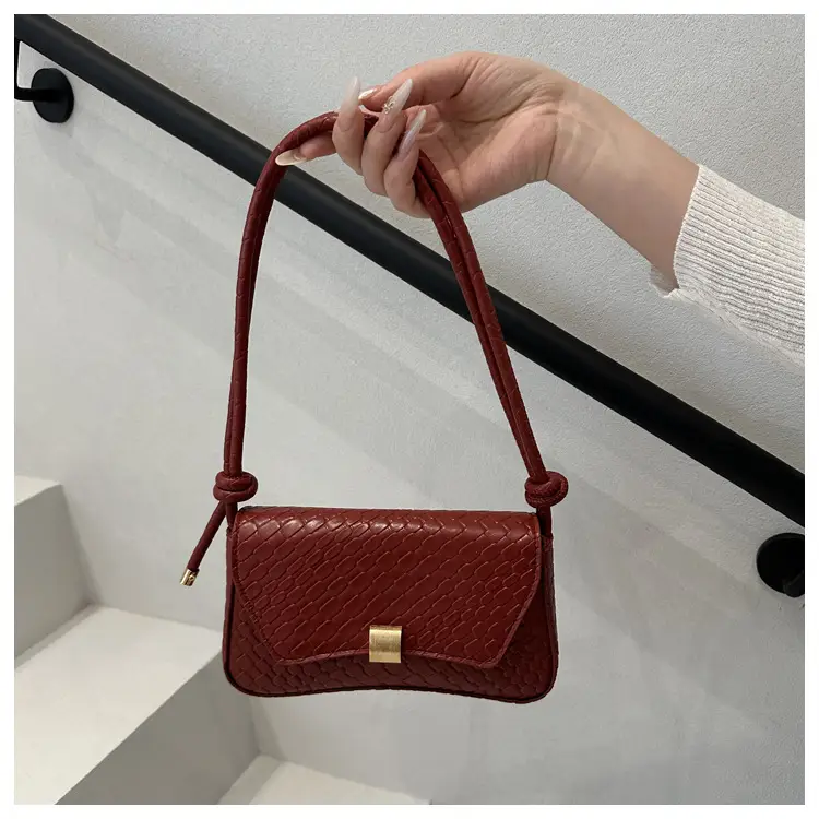 White Croc Embroidered Women's Lock Commuter Bag — feature 15