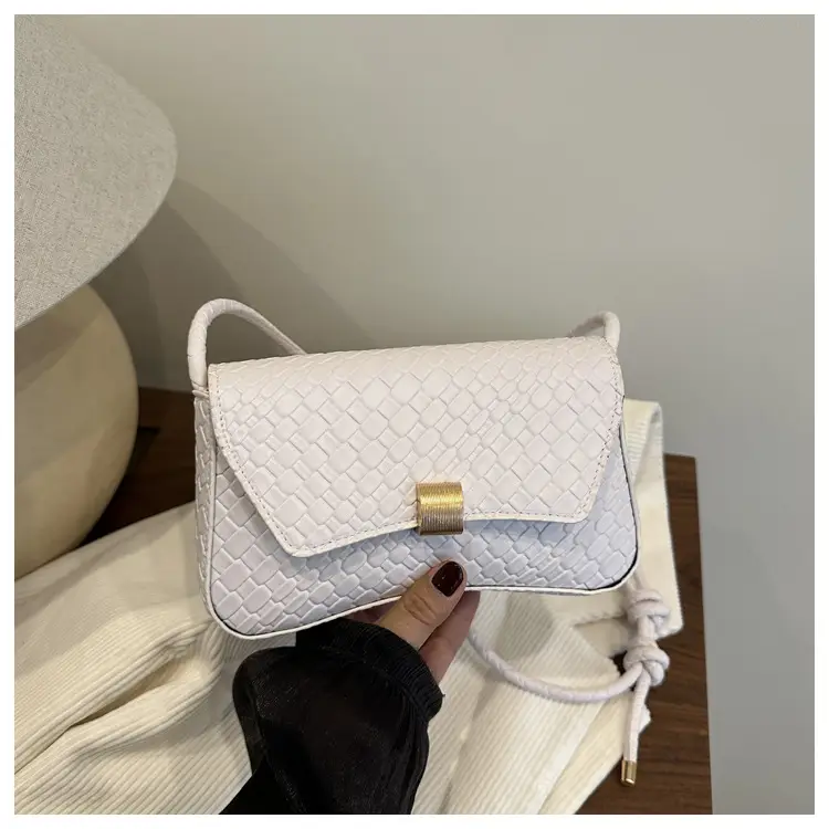 White Croc Embroidered Women's Lock Commuter Bag — feature 22