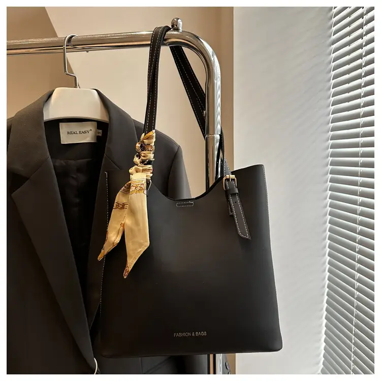 Brown Leather Shoulder Bag for Women with Silk Bow — feature 20