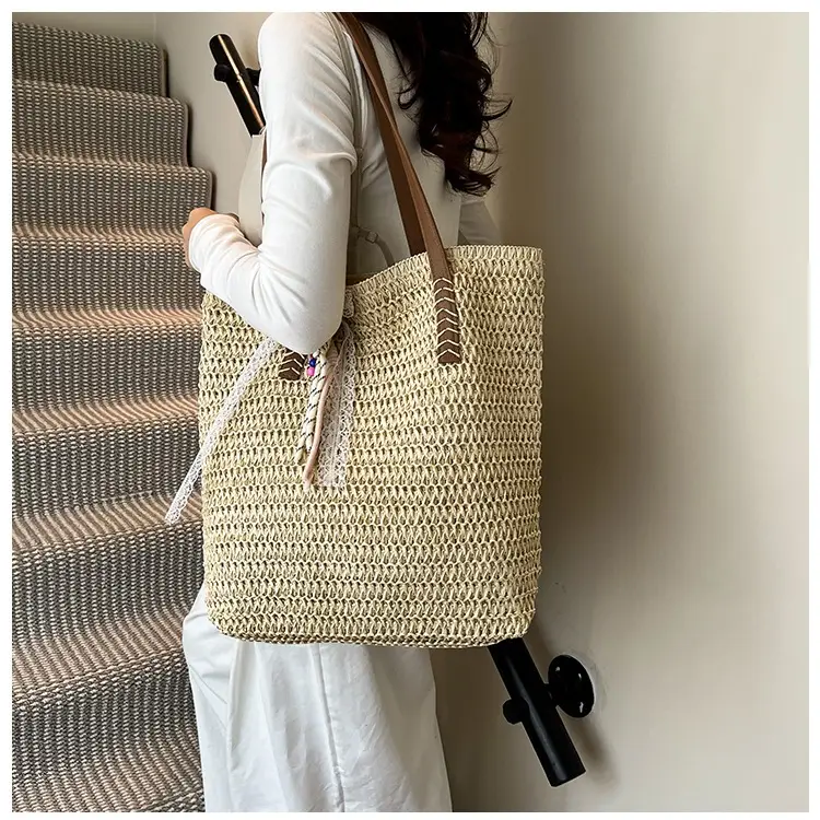 2025 Women Straw Woven Shoulder Bag Large Capacity Mori — feature 1