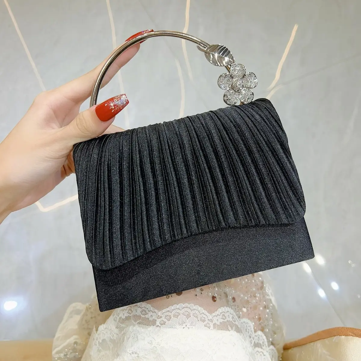 New Crossbody Luxury Clutch Bag with Pearl Handle - Image 2