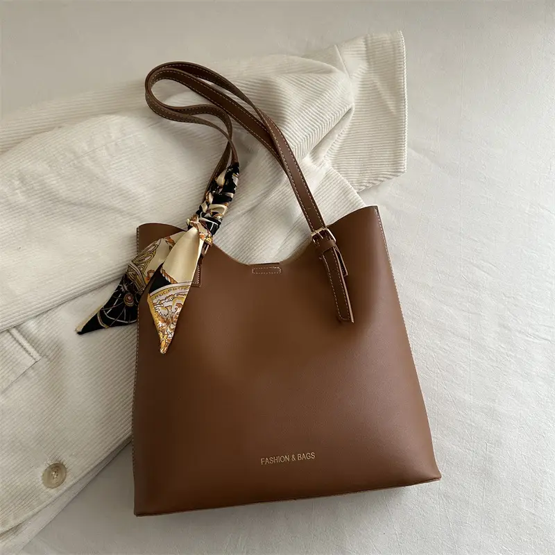 Brown Leather Shoulder Bag for Women Large Capacity - Image 4