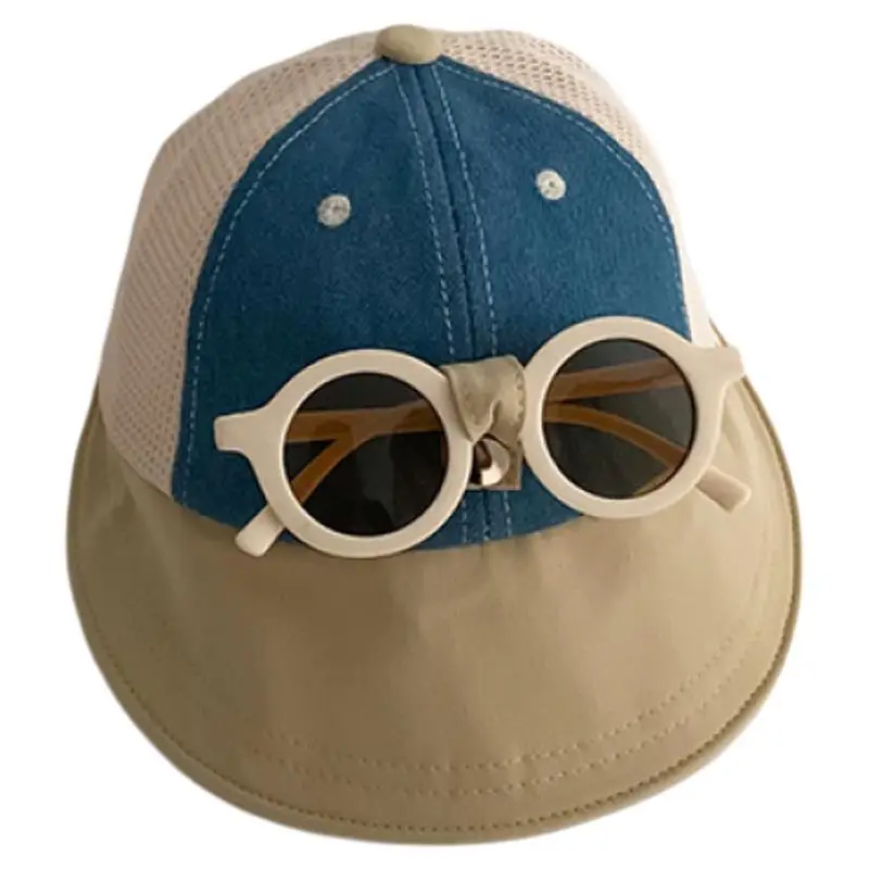 Kids Cap Sunglasses Breathable Mesh Blue Beige Red - Image 10
