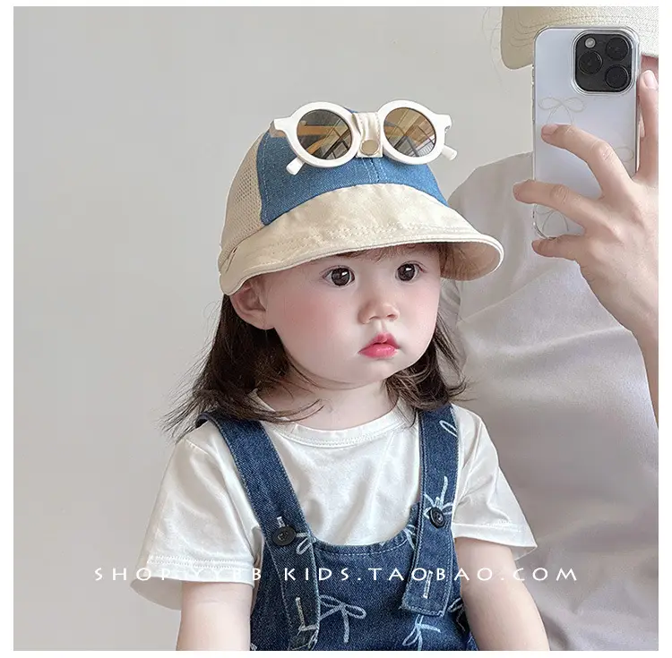 Kids Cap Sunglasses Breathable Mesh Blue Beige Red — feature 1