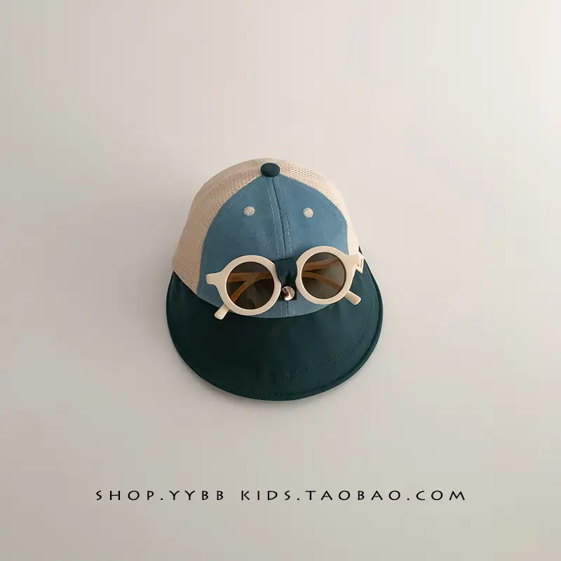 Kids Cap Sunglasses Breathable Mesh Blue Beige Red - Image 3