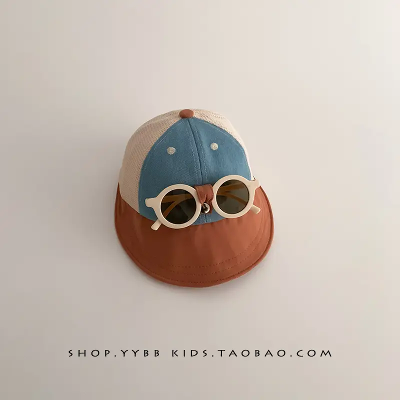 Kids Cap Sunglasses Breathable Mesh Blue Beige Red - Image 4