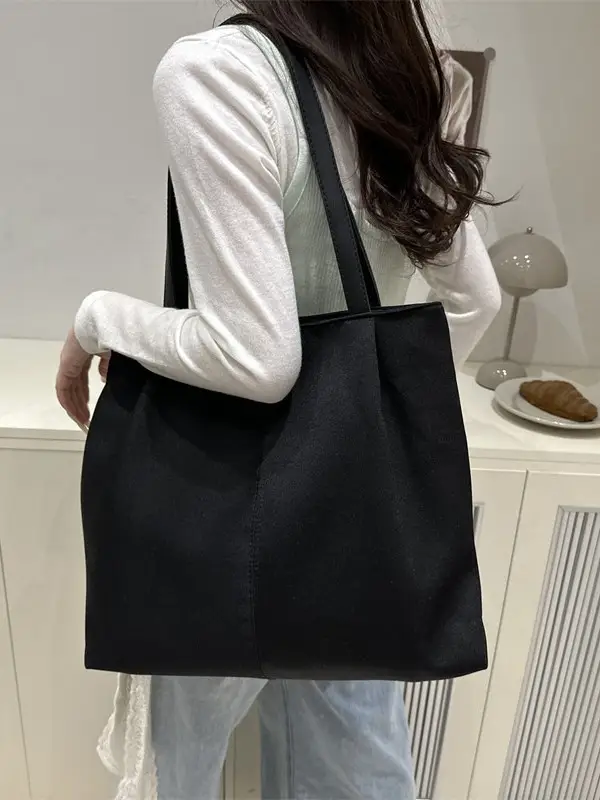 Beige Canvas Lazy Style Tote Bag for Commuter & Casual Use - Image 7