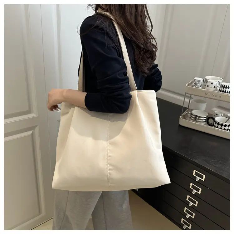 Beige Canvas Lazy Style Tote Bag for Commuter & Casual Use — feature 9