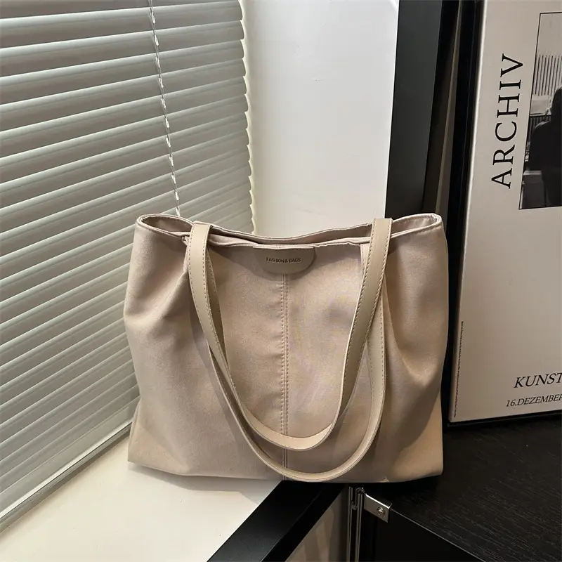 Beige Canvas Lazy Style Tote Bag for Commuter & Casual Use - Image 3