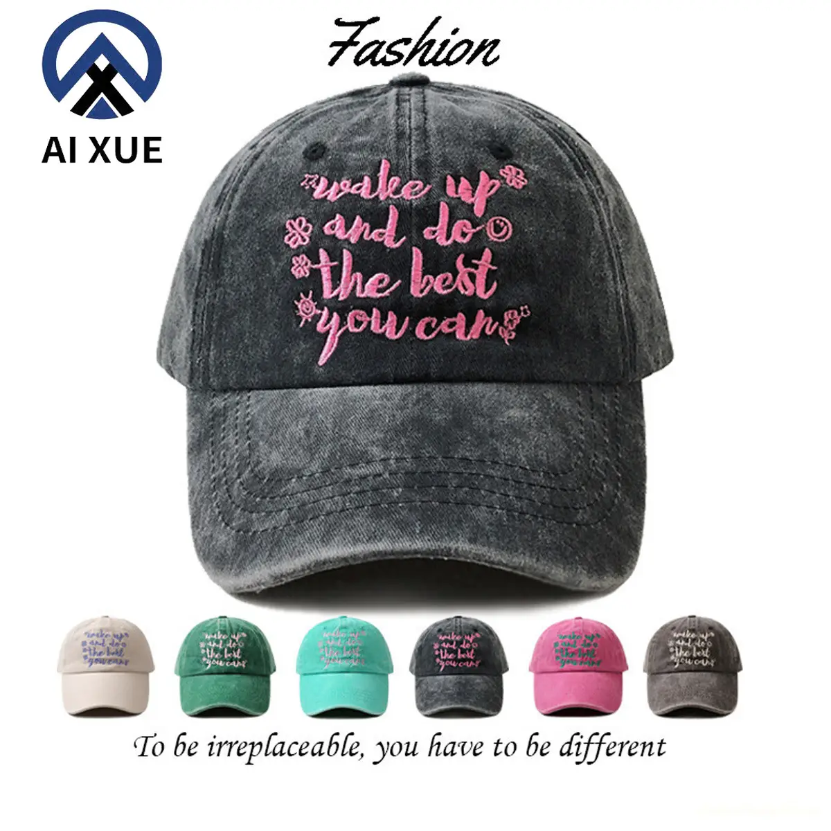 Women Washable Letter Embroidered Baseball Cap - Image 10
