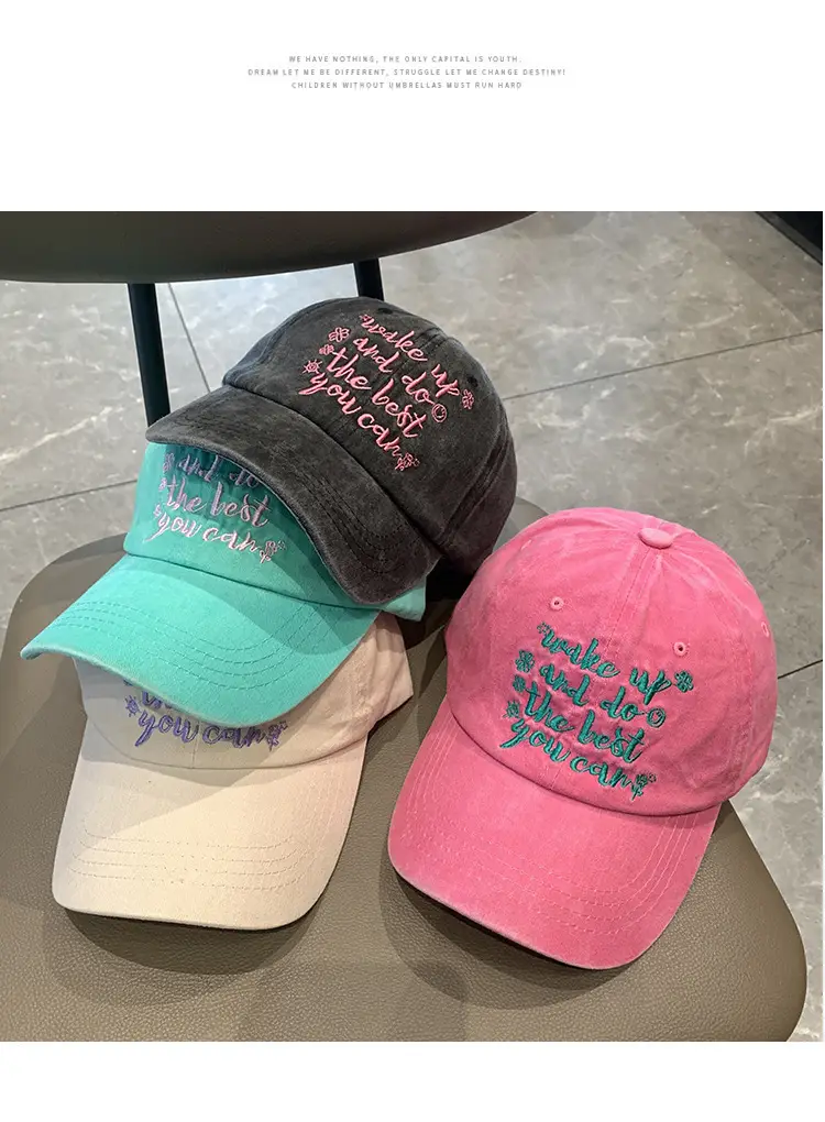 Women Washable Letter Embroidered Baseball Cap — feature 12