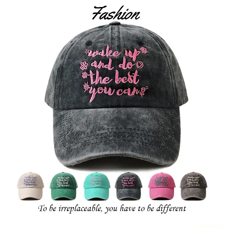 Women Washable Letter Embroidered Baseball Cap — feature 6