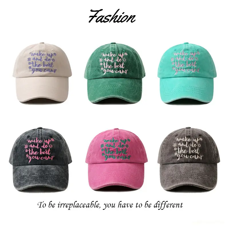 Women Washable Letter Embroidered Baseball Cap — feature 7