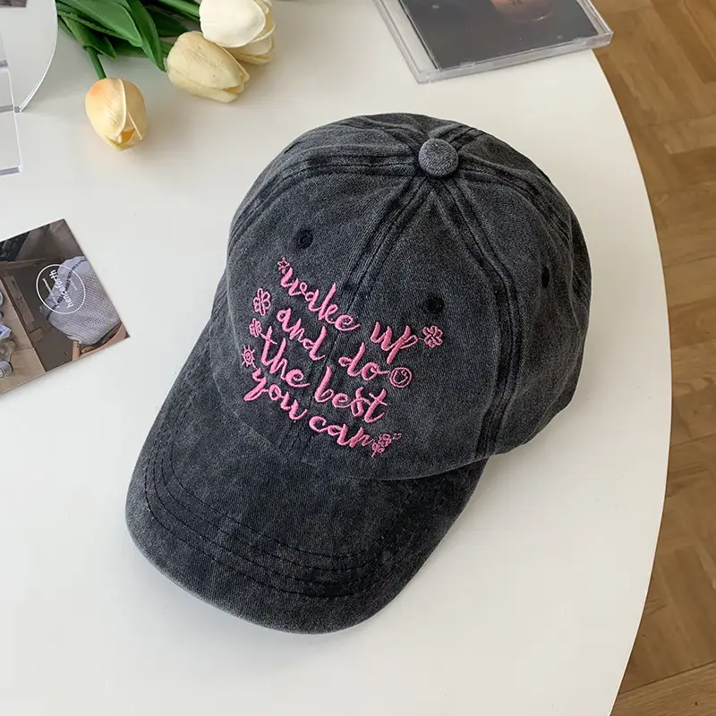 Women Washable Letter Embroidered Baseball Cap - Image 3