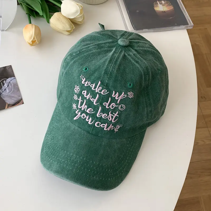 Women Washable Letter Embroidered Baseball Cap - Image 4