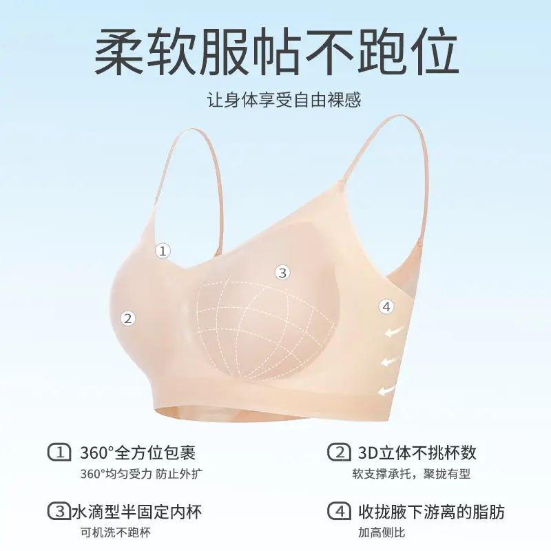 2025 New Ice Silk Underwear Women's Seamless Invisible Beautiful Back Underwear Small Chest Gather Summer Thin Explosive Bra