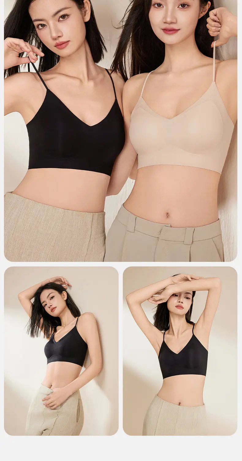 2025 New Ice Silk Underwear Women's Seamless Invisible Beautiful Back Underwear Small Chest Gather Summer Thin Explosive Bra — feature 40