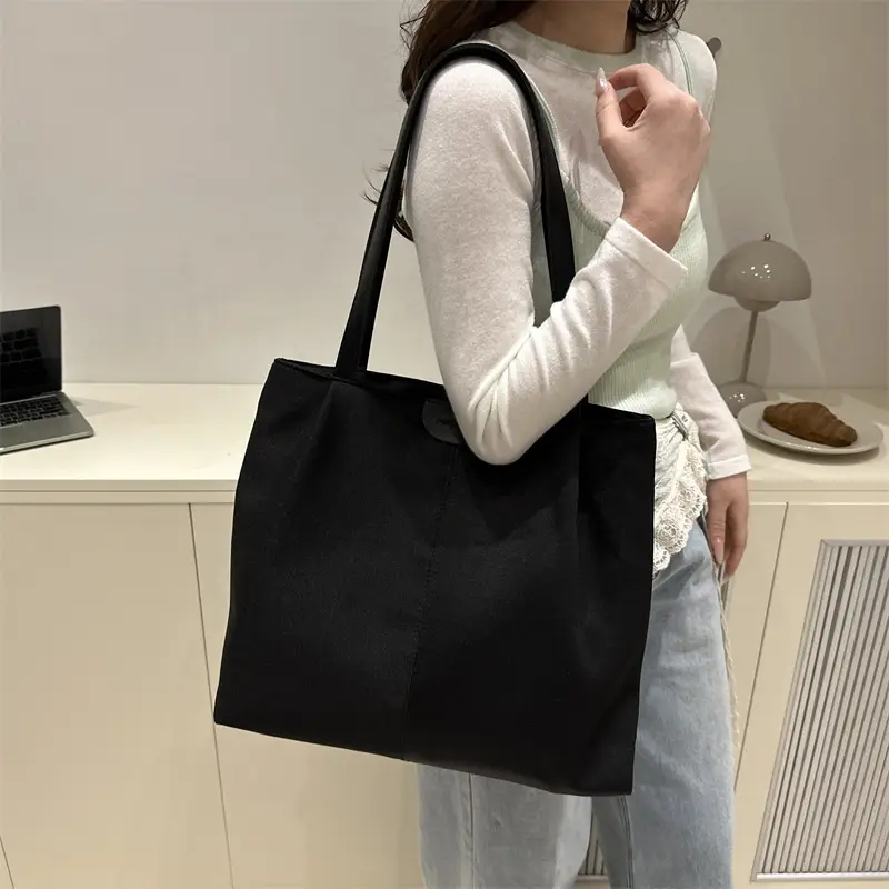 Beige Nylon Shoulder Tote Bag Large Capacity Casual Commute - Image 6