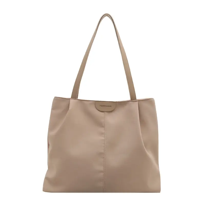 Beige Nylon Shoulder Tote Bag Large Capacity Casual Commute - Image 8