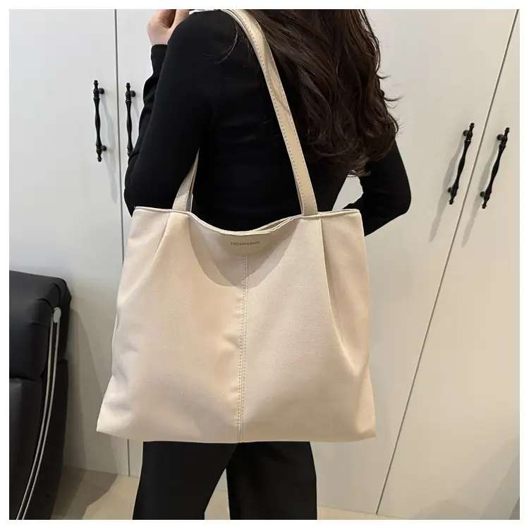 Beige Nylon Shoulder Tote Bag Large Capacity Casual Commute — feature 11