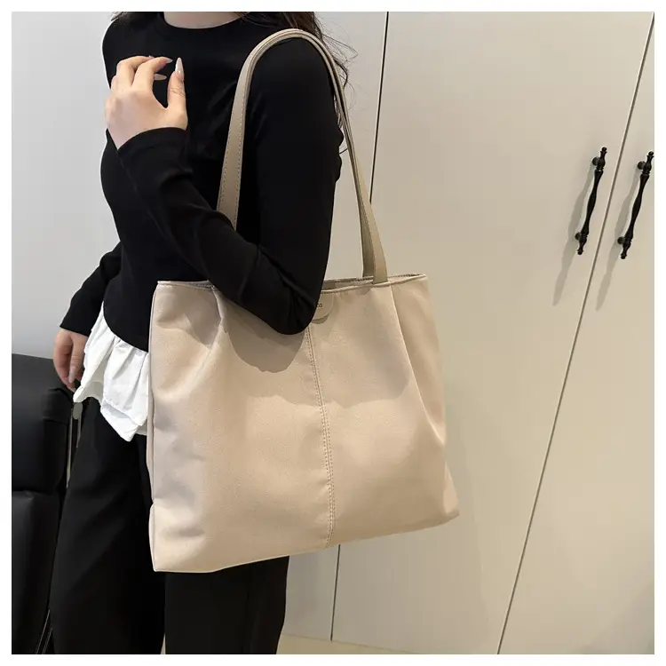 Beige Nylon Shoulder Tote Bag Large Capacity Casual Commute — feature 12