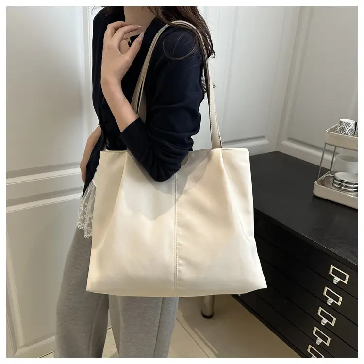 Beige Nylon Shoulder Tote Bag Large Capacity Casual Commute — feature 13