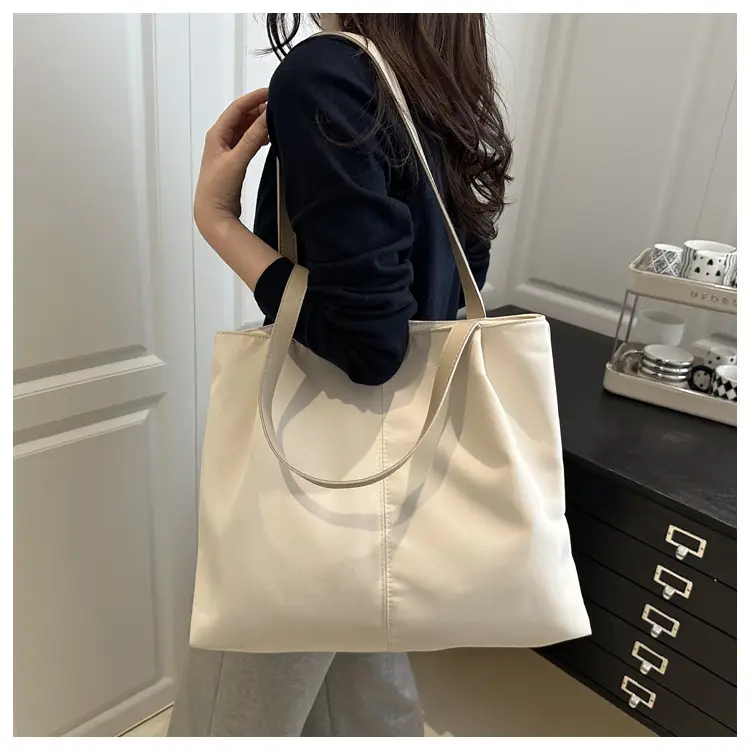 Beige Nylon Shoulder Tote Bag Large Capacity Casual Commute — feature 14