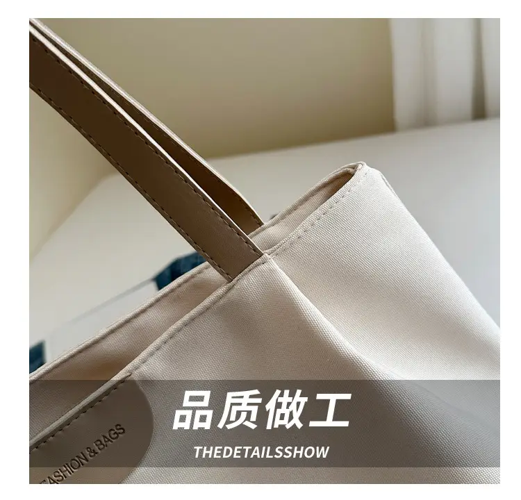 Beige Nylon Shoulder Tote Bag Large Capacity Casual Commute — feature 6