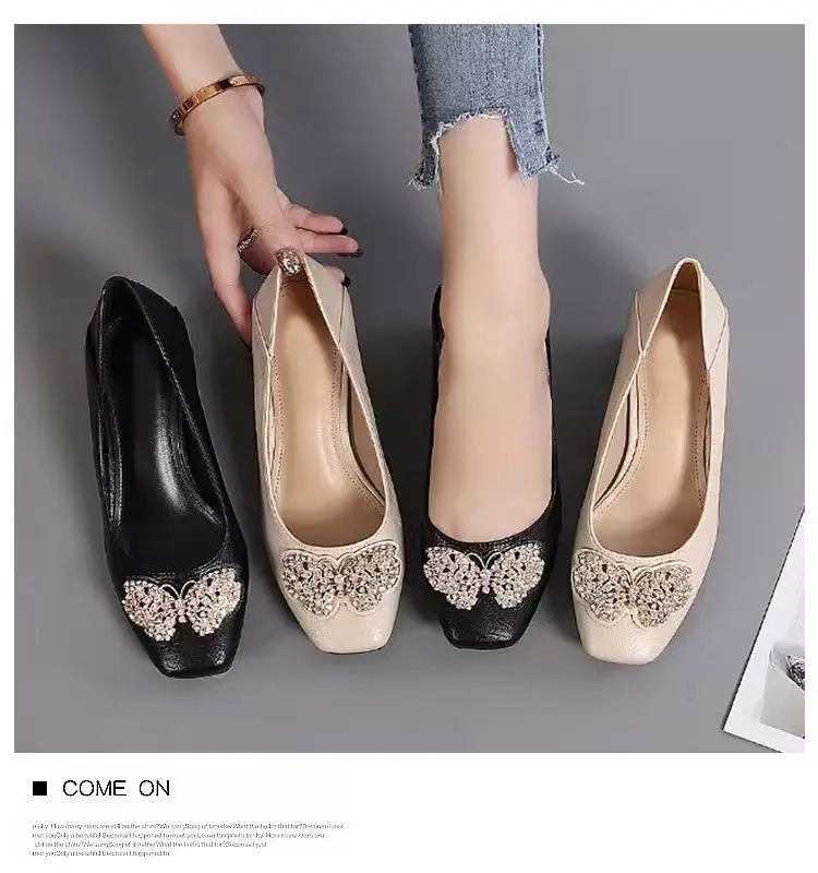 French Square-Toe Single Shoes for Women 2026 Spring and Autumn New High-Heeled Shoes for Women with Thick Heels and Shallow Leather Shoes That Are Not Tiring When Standing for Long Periods of Time, Work Shoes — feature 13