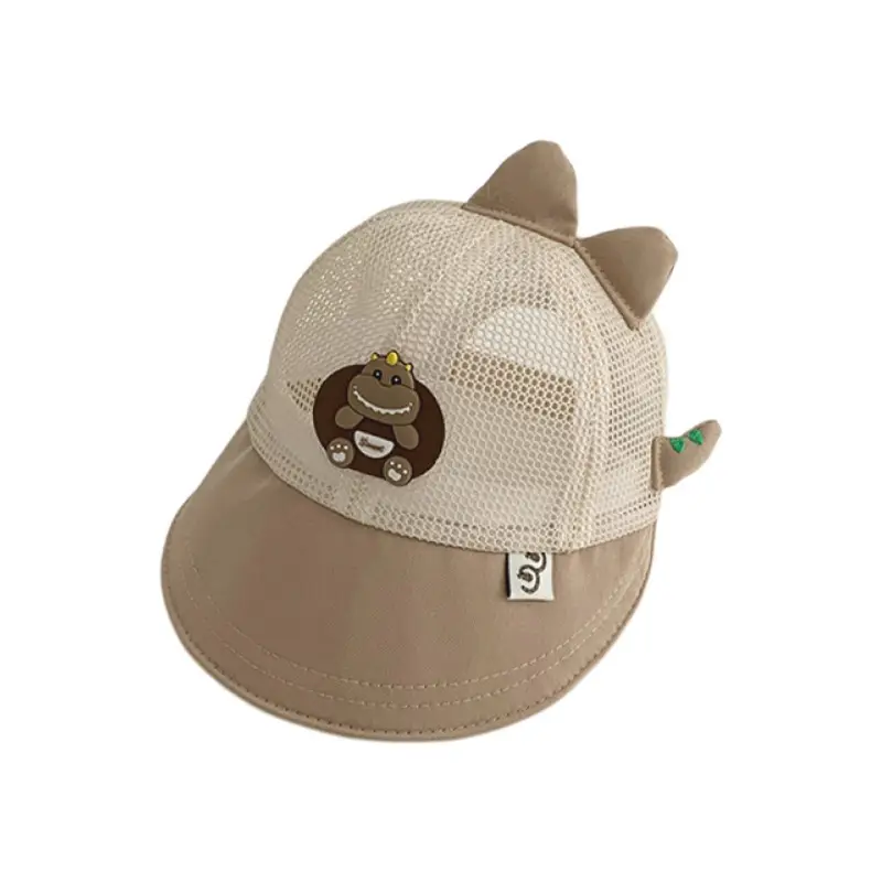 Cute Dinosaur Cap for Kids Summer Sun Hat Beige - Image 9