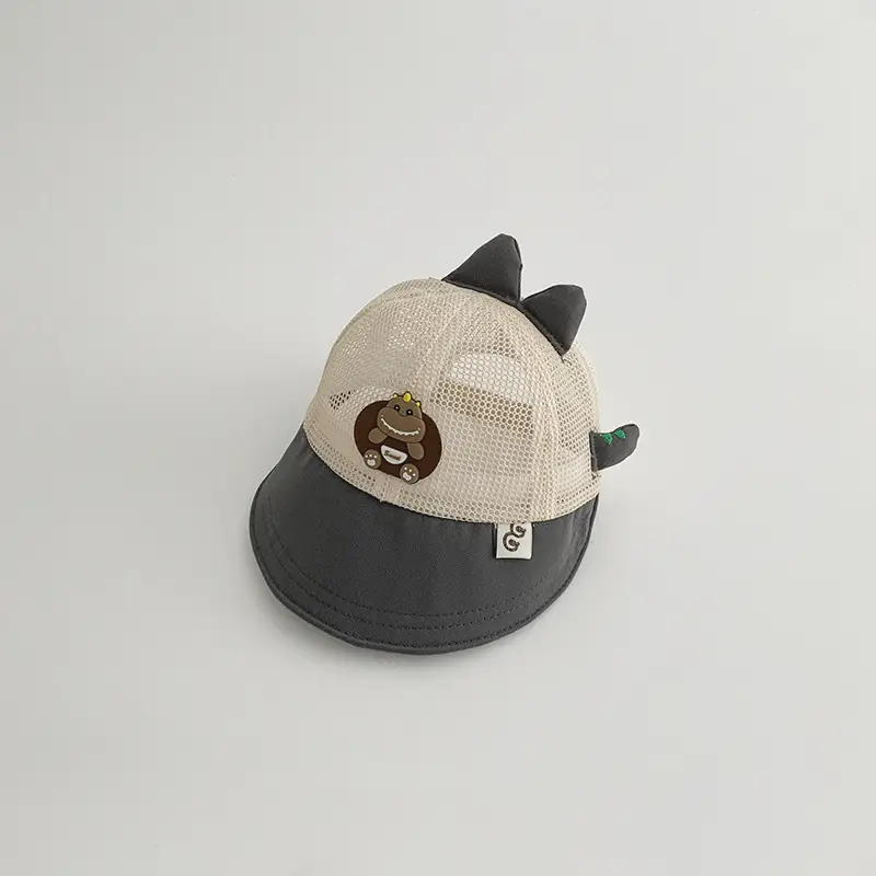Cute Dinosaur Cap for Kids Summer Sun Hat Beige - Image 2