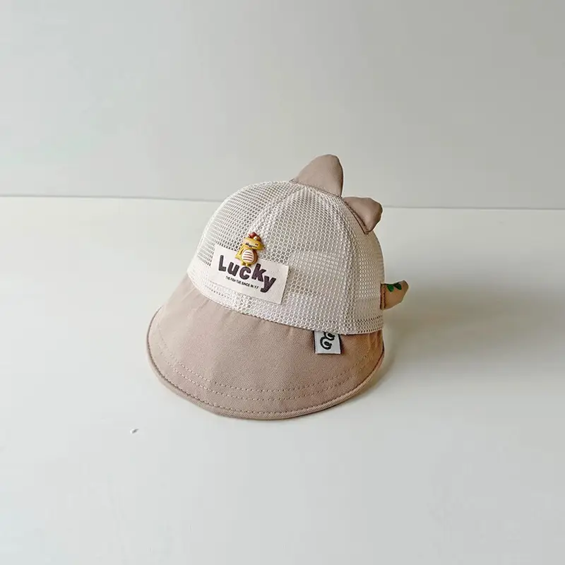 Cute Dinosaur Cap for Kids Summer Sun Hat Beige - Image 3
