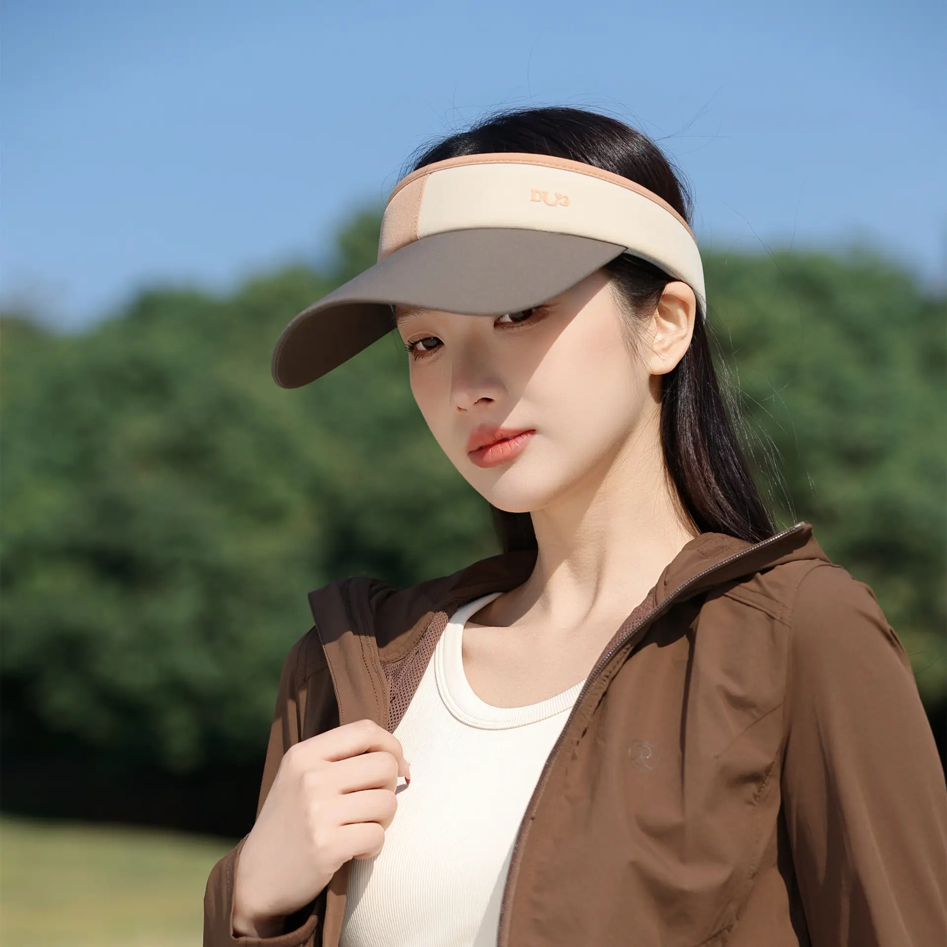 Women Anti-UV Visor Hat with Long Brim Purple