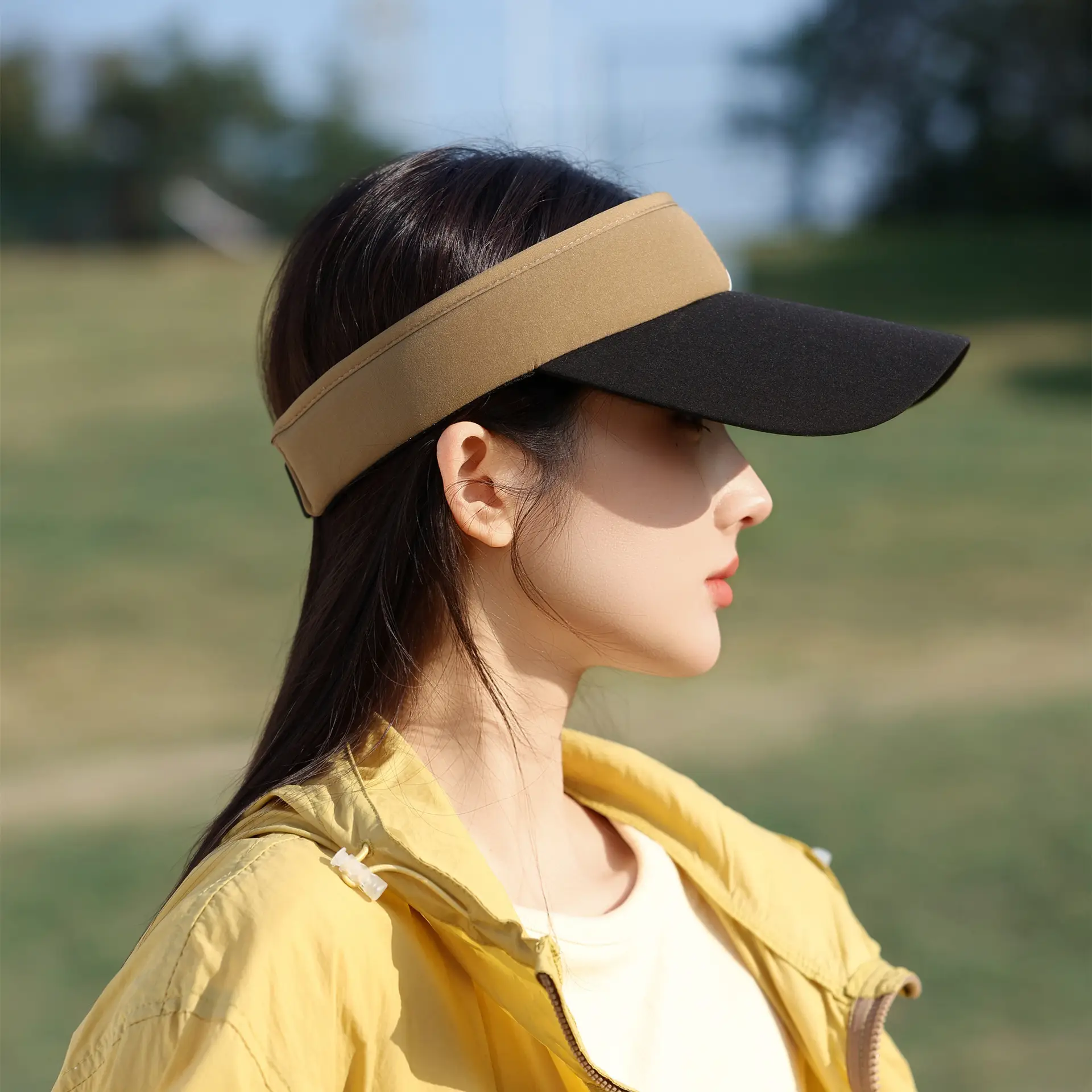 Women Anti-UV Visor Hat with Long Brim Purple — feature 4