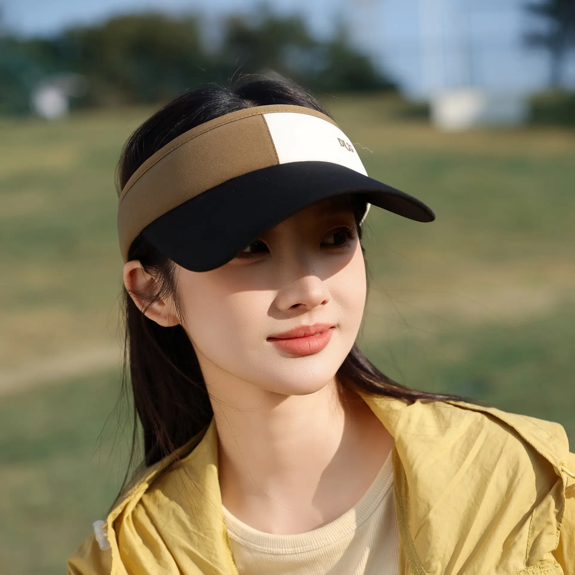 Women Anti-UV Visor Hat with Long Brim Purple