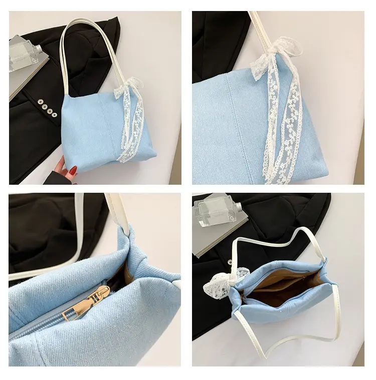 Light Blue Lace Tote Bag for Women — feature 10